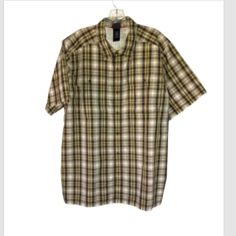 The North Face Men's Plaid Button Up Shirt XL Short Sleeve 2 Pocket Outdoor EUC